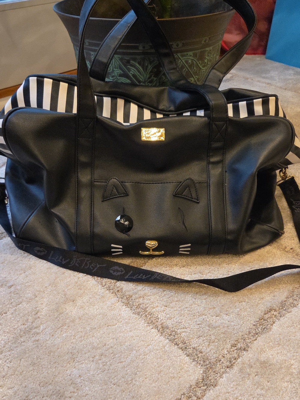 Betsey Johnson Black Cat Duffel Bag